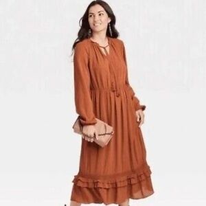 Knox Rose women’s long sleeve ruffle maxi dress size extra small